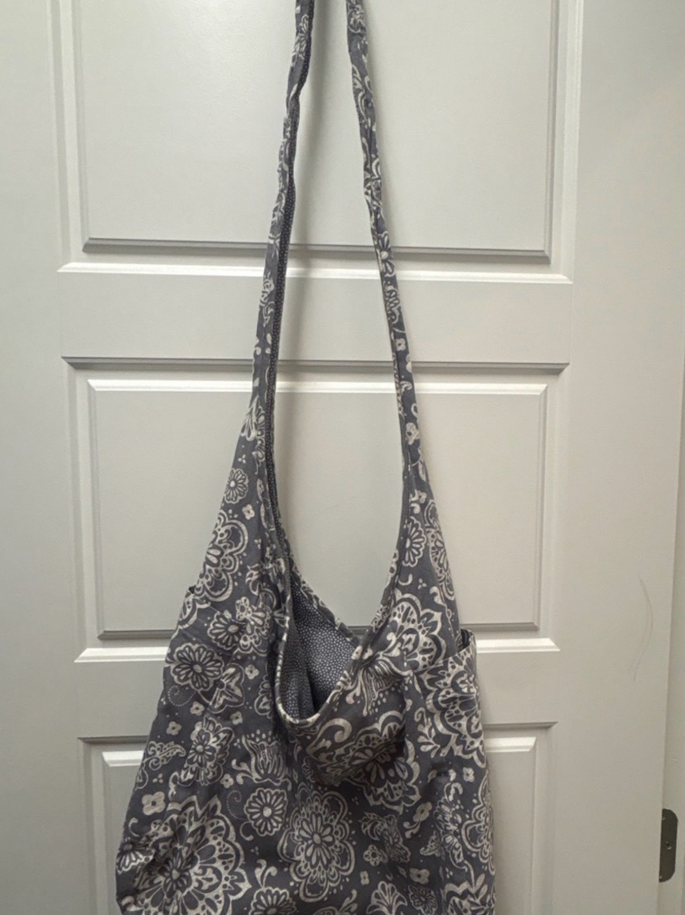 Gray Floral Sling Shoulder Bag - Comfortable Everyday Tote